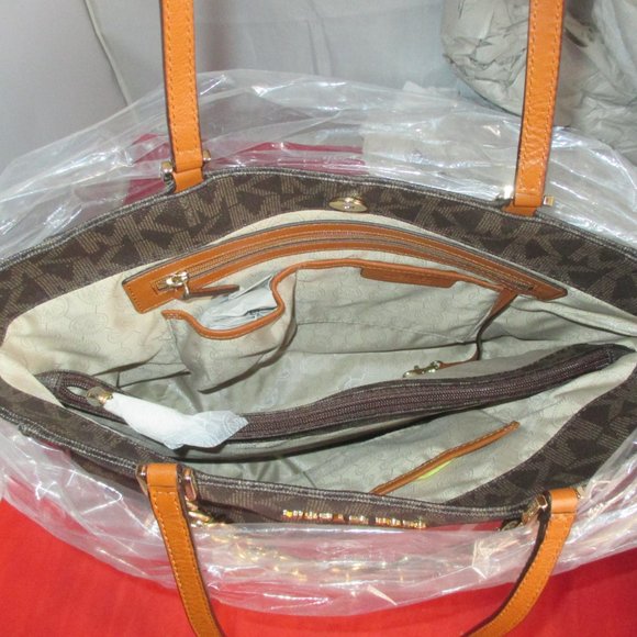 Michael Kors Harper Large N/S MK Signature Tote $298 Brown #013 - Picture 8 of 13